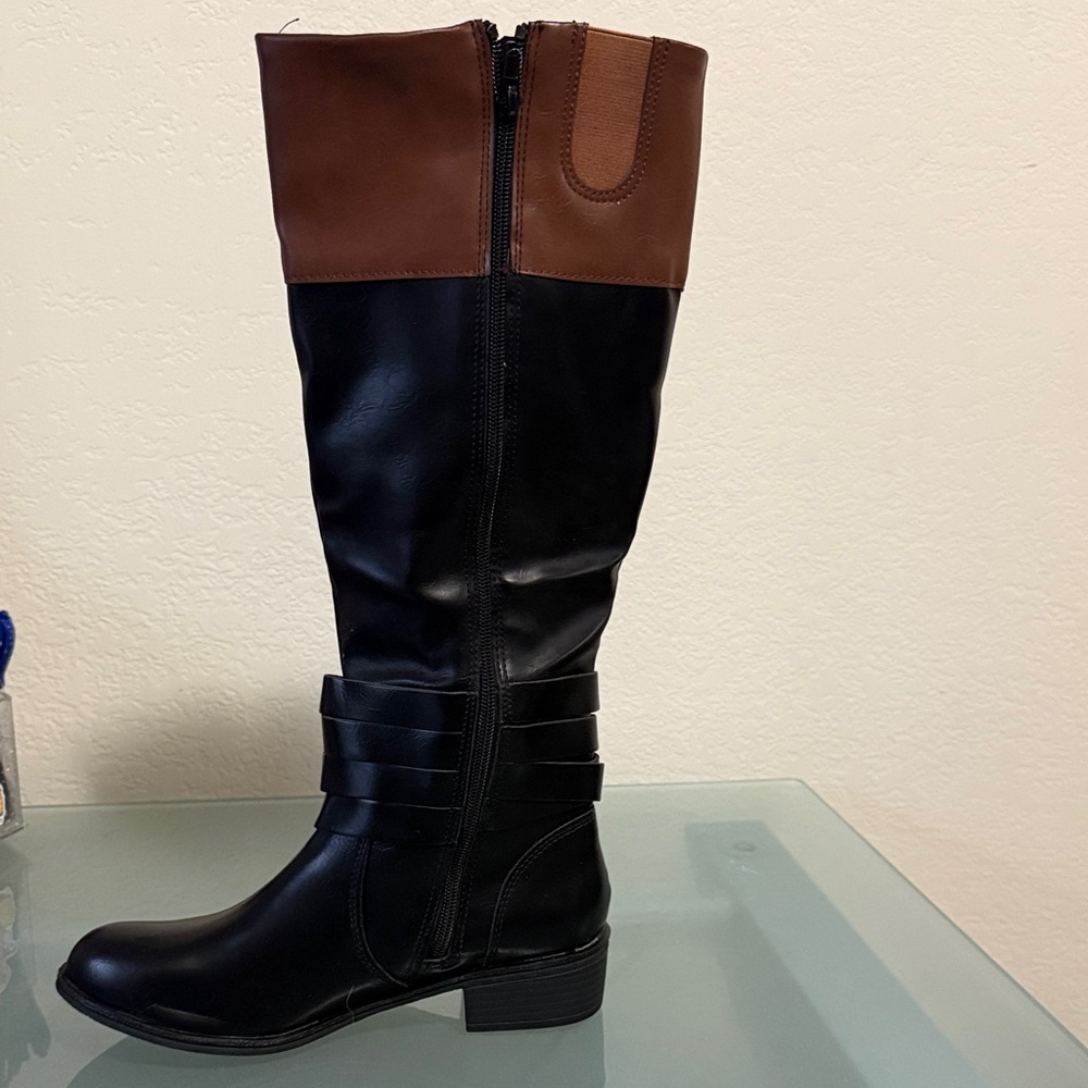 St. John's Bay Black and Brown Over the Knee Riding Boots - Picture 4 of 10